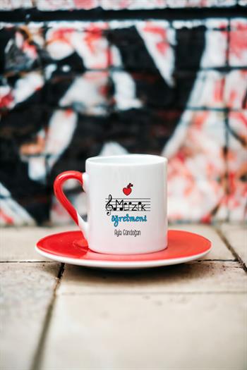 Müzik Öğretmeni Renkli Türk Kahvesi Fincanı