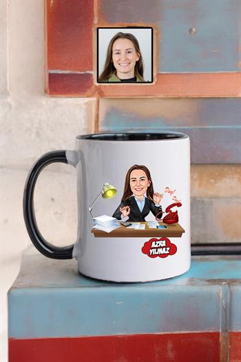 Ofis Hediyesi Kadın Temalı Kişiye Özel Ofis Karikatürlü Kupa