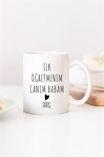 Öğretmen Babaya Hediye Beyaz Kupa Bardak