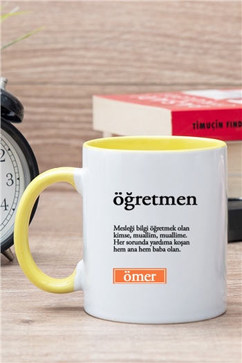 Öğretmen Kelime Anlamı İçi Renkli Kupa Bardak