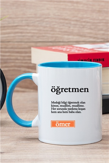 Öğretmen Kelime Anlamı İçi Renkli Kupa Bardak