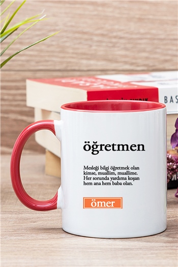 Öğretmen Kelime Anlamı İçi Renkli Kupa Bardak
