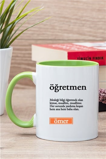 Öğretmen Kelime Anlamı İçi Renkli Kupa Bardak