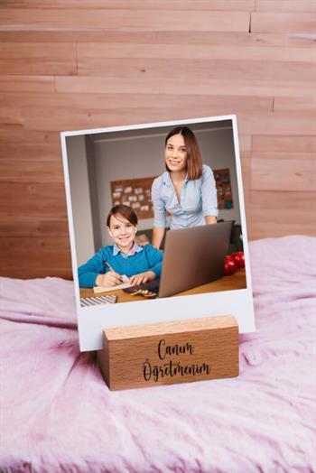 Öğretmene Hediye Ahşap Standlı Polaroid Fotoğraf Seti