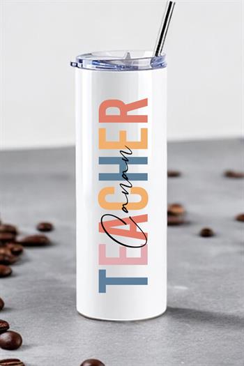 Öğretmene Hediye İsme Özel Çelik Pipetli Termos Bardak