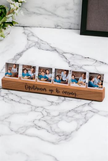 Öğretmene Özel Hediye Fotoğraflı Ahşap Stand