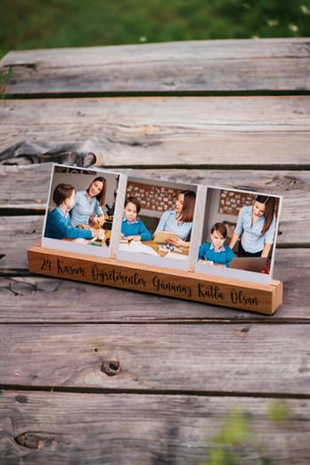 Öğretmene Özel Hediye Fotoğraflı Ahşap Stand
