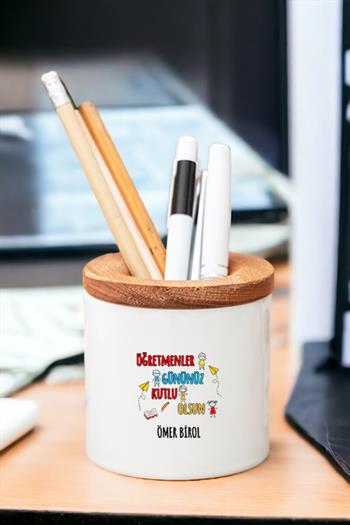 Öğretmenler Günü Ahşap Kapaklı Kalemlik