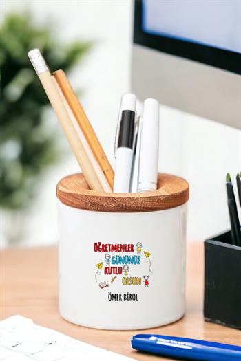 Öğretmenler Günü Ahşap Kapaklı Kalemlik