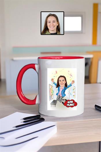Öğretmenler Günü Hediyesi Kadın Öğretmen Karikatürlü Kupa Bardak