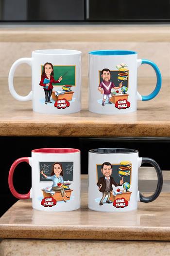Öğretmenler Günü Hediyesi Karikatürlü Kupa Bardak