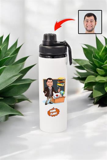 Öğretmenler Günü Hediyesi Karikatürlü 850ml Su Matarası