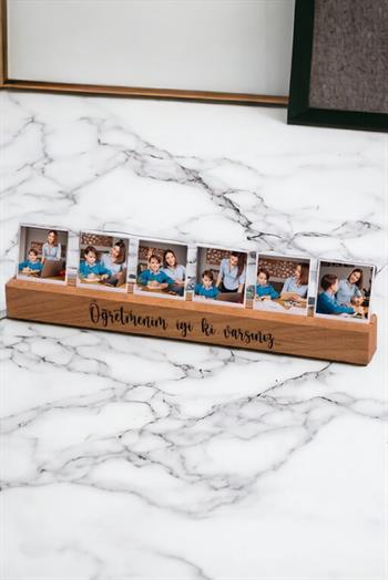 Öğretmenler Günü Hediyesi Mesajlı Ahşap Fotoğraf Standı