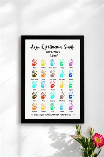 Öğretmenler Günü Hediyesi Öğretmen ve Öğrencileri İsimli Çerçeve