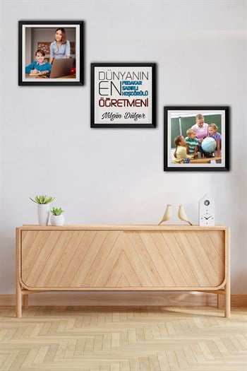 Öğretmenlere Hediye Yapışkanlı Sök Tak Kare Çerçeveler