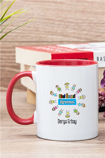 Okul Öncesi Öğretmeni İçi Renkli Kupa Bardak