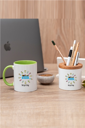 Okul Öncesi Öğretmeni Renkli Kupa Bardak ve Kalemlik