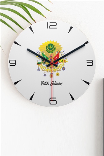 Osmanlı Armalı İsme Özel Ahşap Duvar Saati