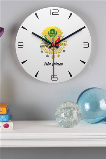 Osmanlı Armalı İsme Özel Ahşap Duvar Saati