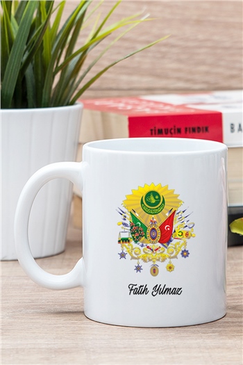 Osmanlı Armalı İsme Özel Beyaz Kupa Bardak