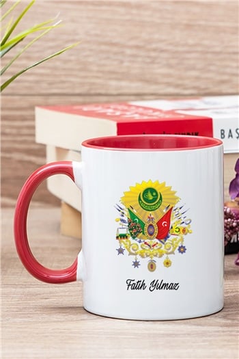 Osmanlı Armalı İsme Özel İçi Renkli Kupa Bardak