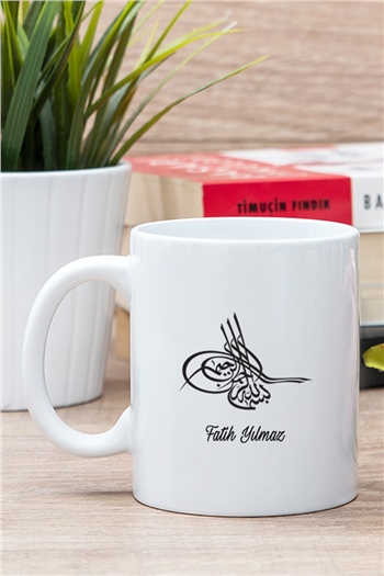 Osmanlı Tuğralı İsme Özel Beyaz Kupa Bardak