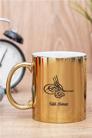 Osmanlı Tuğralı İsme Özel Gold - Silver Kupa Bardak