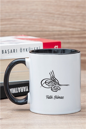 Osmanlı Tuğralı İsme Özel İçi Renkli Kupa Bardak