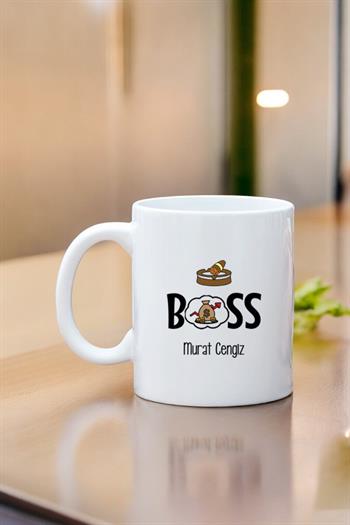 Patrona Hediye Boss Tasarım Beyaz Kupa Bardak