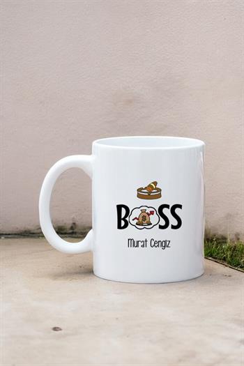 Patrona Hediye Boss Tasarım Beyaz Kupa Bardak