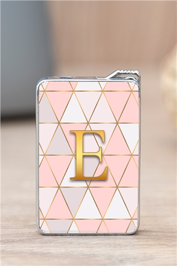 Pembe Mozaik Tasarım Gold Baş Harfli Çakmak