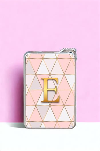 Pembe Mozaik Tasarım Gold Baş Harfli Çakmak