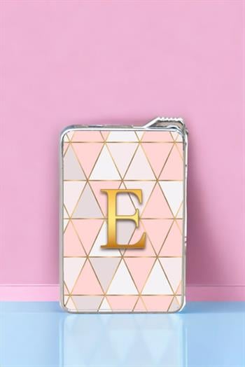 Pembe Mozaik Tasarım Gold Baş Harfli Çakmak