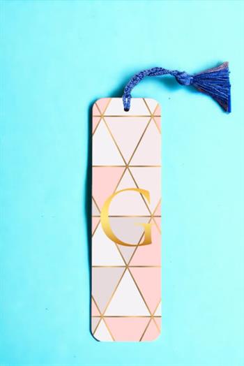 Pembe Mozaik Tasarım Gold Baş Harfli Metal Kitap Ayracı