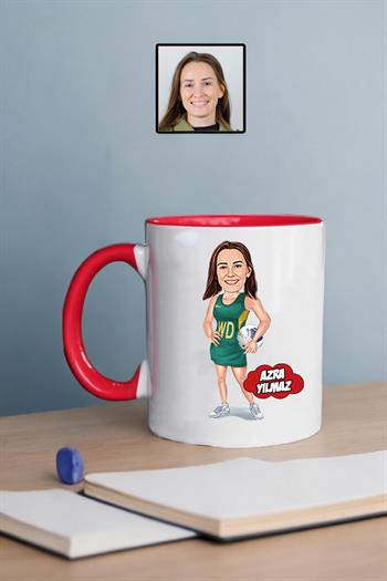 Plaj Voleybolcusuna Hediye Kadın Voleybolcu Karikatürlü Kupa Bardak