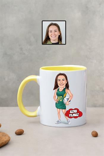 Plaj Voleybolcusuna Hediye Kadın Voleybolcu Karikatürlü Kupa Bardak