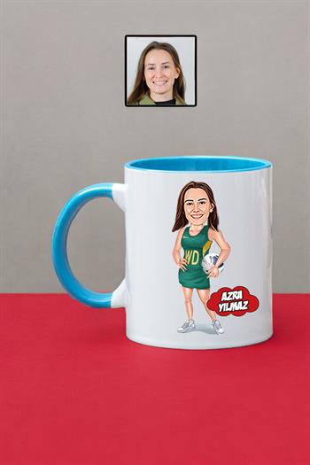 Plaj Voleybolcusuna Hediye Kadın Voleybolcu Karikatürlü Kupa Bardak