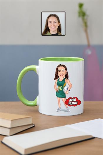 Plaj Voleybolcusuna Hediye Kadın Voleybolcu Karikatürlü Kupa Bardak