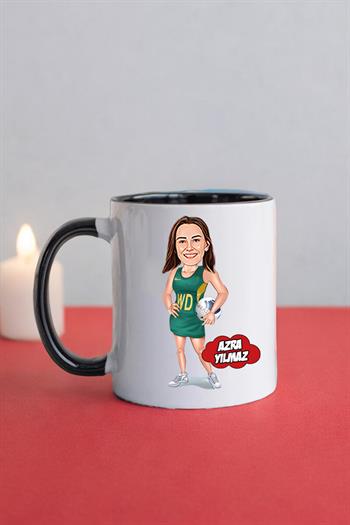 Plaj Voleybolcusuna Hediye Kadın Voleybolcu Karikatürlü Kupa Bardak