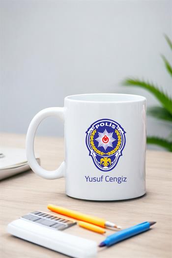 Polis Logolu Beyaz Kupa Bardak