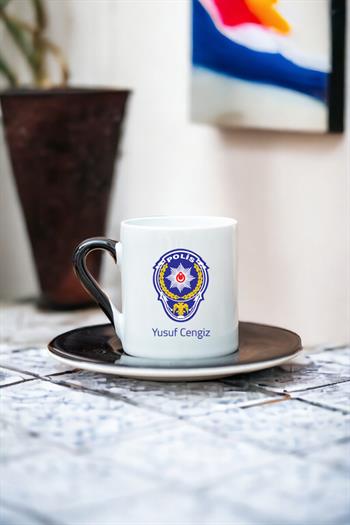 Polis Logolu Renkli Türk Kahvesi Fincanı