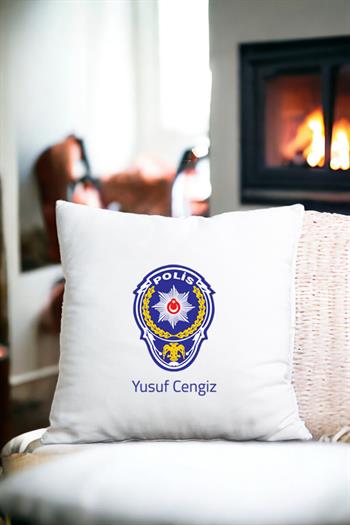Polis Logolu Saten Kare Yastık