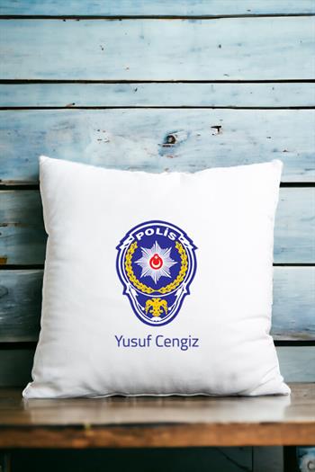 Polis Logolu Saten Kare Yastık
