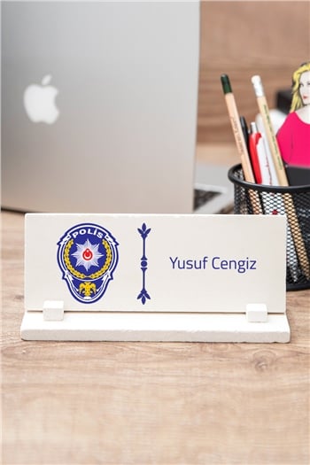 Polis Logolu Kişiye Özel Taş Masa İsimliği