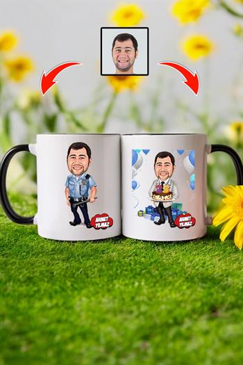 Polise Doğum Günü Hediyesi Karikatürlü Kupa Bardak
