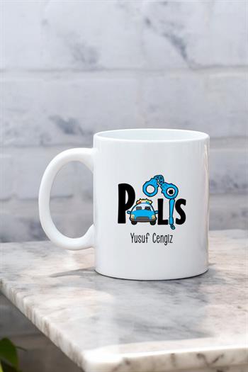 Polise Hediye Beyaz Kupa Bardak