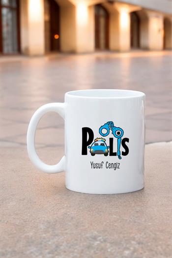 Polise Hediye Beyaz Kupa Bardak