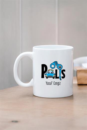 Polise Hediye Beyaz Kupa Bardak