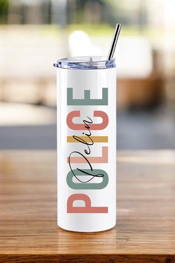 Polise Hediye İsme Özel Çelik Pipetli Termos Bardak