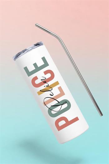 Polise Hediye İsme Özel Çelik Pipetli Termos Bardak